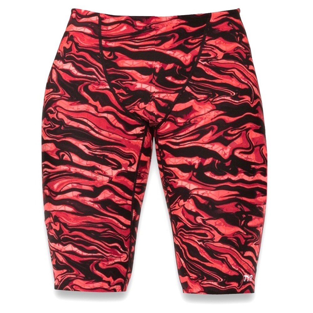 TYR Miramar All-Over Jammer Swimsuit - NWT Mens 36 - Red / Black - #45050-G10